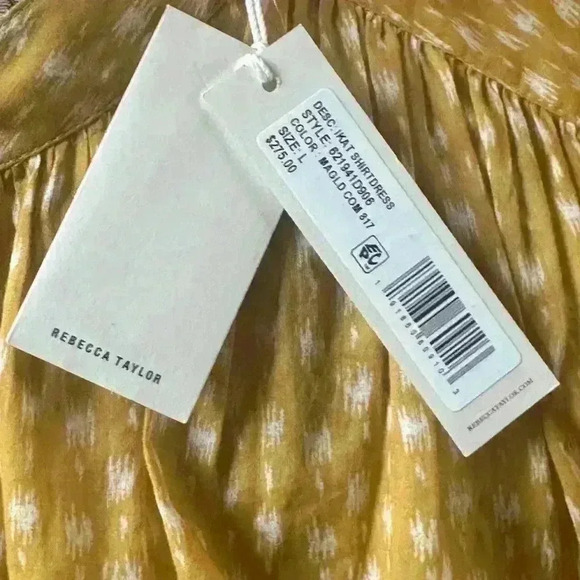 Rebecca Taylor “IKAT” Shirt Dress In Marigold Size Large New With Tags! - Picture 10 of 11